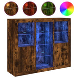 Sideboards with LED Lights 3 pcs Smoked Oak Engineered Wood 3209125