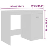 801796 Desk White 100x50x76 cm Engineered Wood