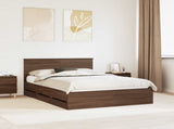 Bed Frame with Drawer Brown Oak 140 x 190 cm Engineer Wood 3410713