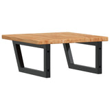 Basin Shelf Wall Mounted Steel and Solid Wood Oak 3302395