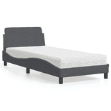 Bed with Mattress "Dover" Dark Grey Single Velvet 3208488
