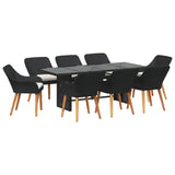 Garden Dining Set with Cushion 9 pcs Black Poly Rattan 3261622