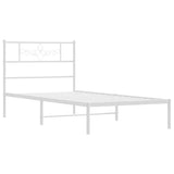 Metal Bed Frame without Mattress with Headboard White 100x200cm 355311