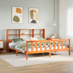 ZNTS Bookcase Bed without Mattress Wax Brown 200x200 cm Solid Wood Pine 3321726