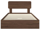 Storage Bed with Drawer Brown Oak 100 x 200 cm Engineered Wood 3412310