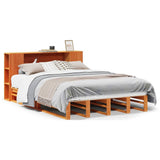 Bookcase Bed without Mattress Wax Brown 140x190 cm Solid Wood 3323898