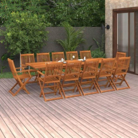 ZNTS 13 Piece Garden Dining Set 280x90x75 cm Solid Wood Acacia 3086991