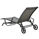 Sun Lounger Grey Powder-Coated Steel 200 x 58 x 32 cm 47845