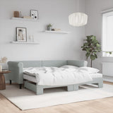 Daybed with Trundle and Mattresses Light Grey 90x190 cm Velvet 3197863