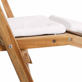 Folding Deck Chair with Cushion White Solid Teak Wood 42030522