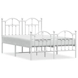 Metal Bed Frame without Mattress with Footboard White 120x190cm 353503