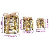 Gift Box Decoration 3 pcs Warm white 20 x 20 x 20 cm Rattan 42019090