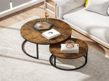Set of Two Wood-Effect Stacking Tables - Rustic Brown T3398P423512