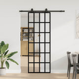 Sliding Door with Hardware Set Black 76x205 cm ESG Glass 3375905