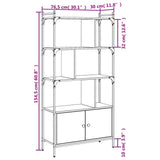 Bookcase with Doors Black76.5x30x154.5 cm Engineered Wood 833348