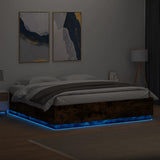 Bed Frame with LED without Mattress Smoked Oak 200x200 cm 3209587