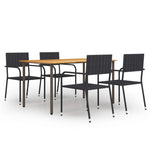 ZNTS 5 Piece Garden Dining Set Poly Rattan Black 3072497