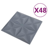 Wall Panels 48 pcs Origami Grey 50 x 50 cm XPS Foam 42046035