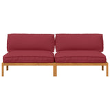 Sofa Set Plain Wine Red 240 x 80 x 69 cm Solid Acacia Wood 3418222
