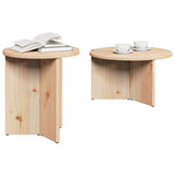 Coffee Table 2 pcs Natural Solid Pine wood 873550