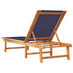 ZNTS Sun Lounger Blue Solid Wood Acacia and Textilene 4008414