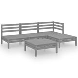 ZNTS 5 Piece Garden Lounge Set Solid Pinewood Grey 3082634