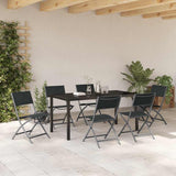 Garden Dining Set Folding 7 pcs Black Powder-Coated Steel 3379377
