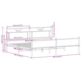 Metal Bed Frame without Mattress Smoked Oak 200x200 cm 3325117