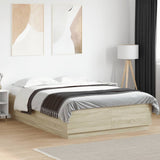Bed Frame with LED without Mattress Sonoma Oak 150x200 cm King Size 3209606