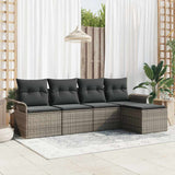 Outdoor Sofa with Cushion 5 pcs Grey Poly Rattan 3345319
