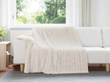 Throw Blankets 6 pcs Cream 200 x 150 cm Fleece 42016898