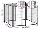 Dog Kennel Black 110x110x110 cm Steel 150781