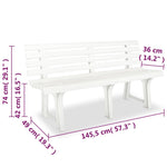 Garden Bench 145.5 cm Plastic White 43583