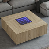 ZNTS Coffee Table with Infinity LED Sonoma Oak 100x100x40 cm 3284044