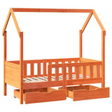 Kids Bed Frame with Drawers without Mattress 80x160 cm Solid Wood 3302043