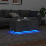 ZNTS Coffee Table with LED Lights Concrete Grey 90x50x40 cm 839878