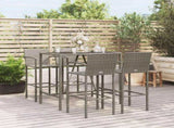 Garden Bar Set Grey PE rattan, powder-coated steel, tempered glass 3187655
