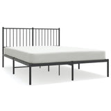 Metal Bed Frame without Mattress with Headboard Black 140x190cm 350864