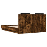 Bed Frame with LED without Mattress Smoked Oak 120x190 cm Small Double 3210056