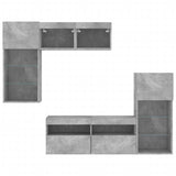 5 Piece TV Wall Units with LED Concrete Grey Engineered Wood 3216728
