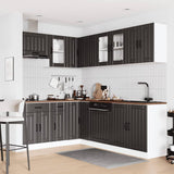 ZNTS 11 Piece Kitchen Cabinet Set Lucca Black Engineered Wood 3314892