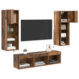 TV Wall Units Wall-mounted 5 pcs Black Oak Engineered Wood 3402923