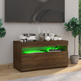 TV Cabinet with LED Lights Brown Oak 75x35x40 cm 815127