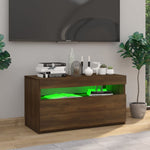 ZNTS TV Cabinet with LED Lights Brown Oak 75x35x40 cm 815127