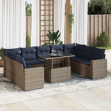 10 Piece Garden Sofa Set with Cushions Grey Poly Rattan Acacia 3326382