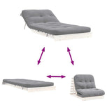 Futon Sofa Bed with Mattress White 90x206x11 cm Solid Wood Pine 846762