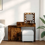 Dressing Table with LED Smoked Oak 115x37x110.5 cm 848231