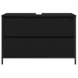 Bathroom Basin Cabinet with Drawers Black Oak 90x34.5x60 cm 861877
