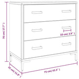 Chest of Drawers Black 75x35x70 cm Solid Pinewood 349926
