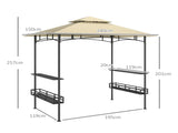 8' x 5' Grill Gazebo Canopy, Double Tiered Outdoor BBQ Gazebo Shelter with 2 Side Shelves, Storage T3398P328507